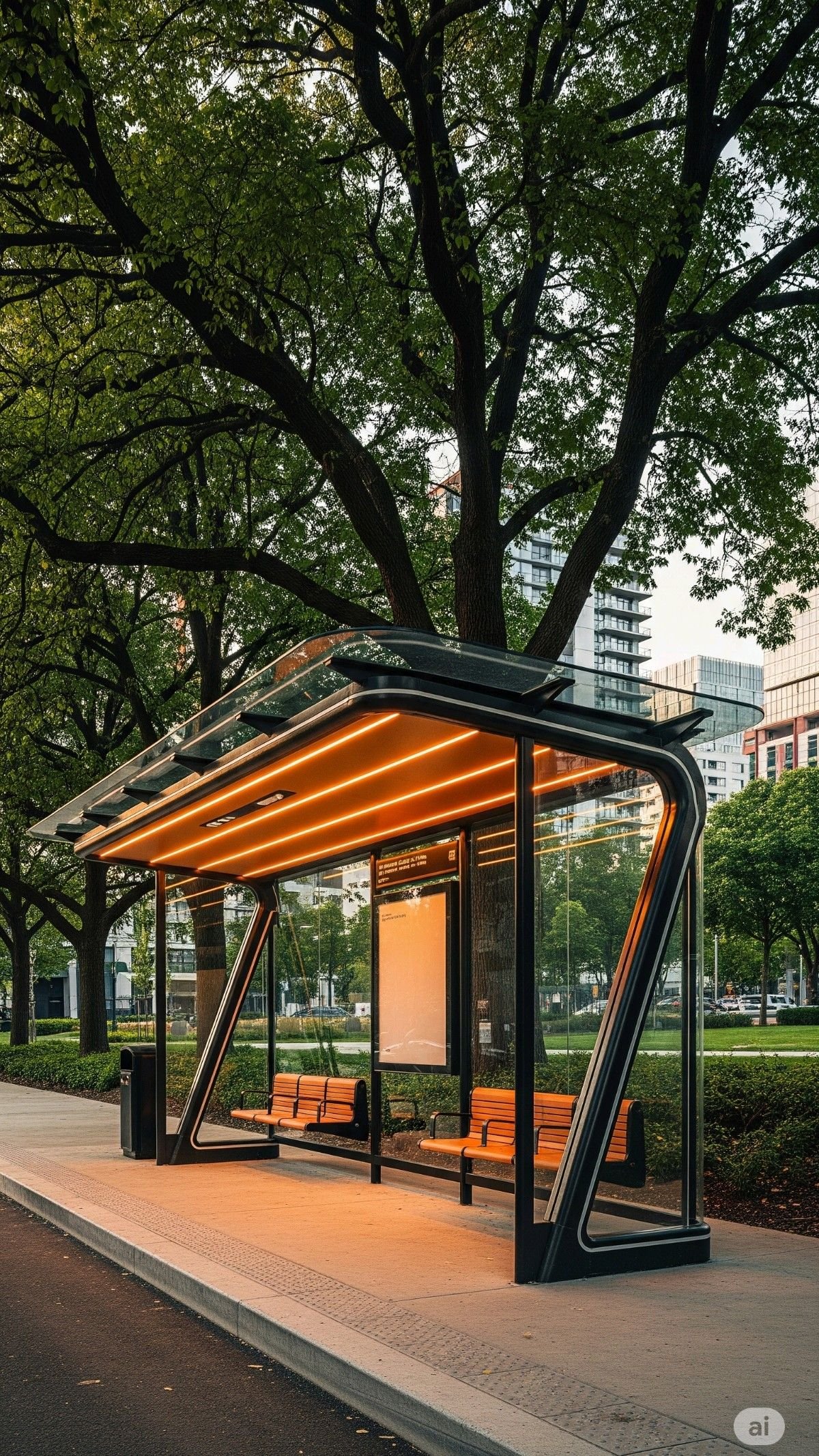 Stainless Steel Bus Shelters, reference design 006